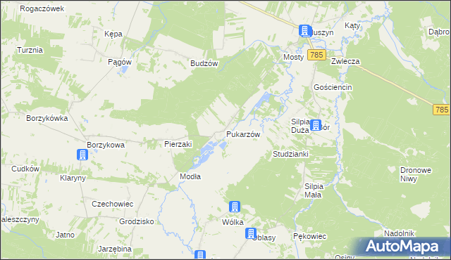 mapa Pukarzów gmina Żytno, Pukarzów gmina Żytno na mapie Targeo