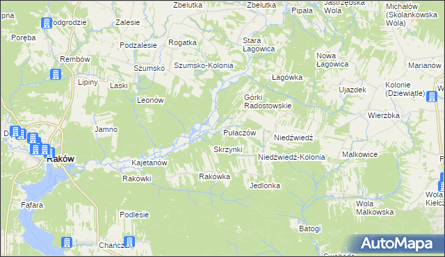 mapa Pułaczów, Pułaczów na mapie Targeo