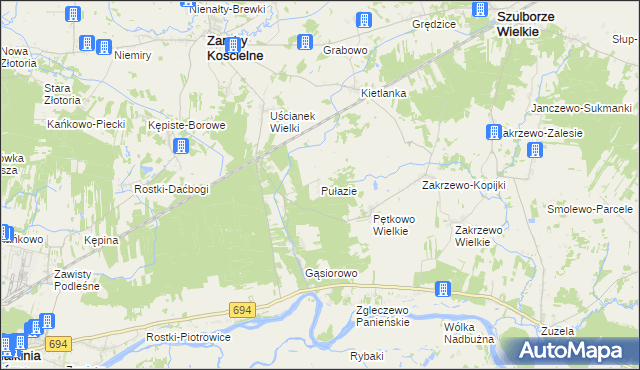 mapa Pułazie, Pułazie na mapie Targeo