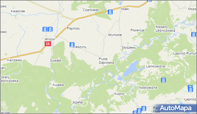 mapa Pusta Dąbrówka, Pusta Dąbrówka na mapie Targeo