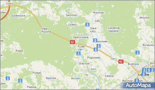 mapa Puste Łąki, Puste Łąki na mapie Targeo