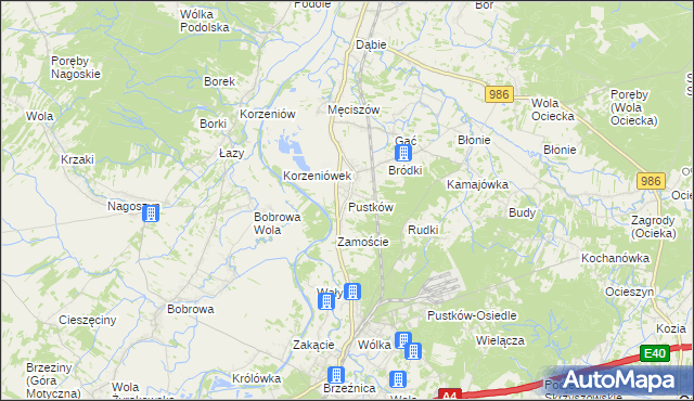 mapa Pustków gmina Dębica, Pustków gmina Dębica na mapie Targeo