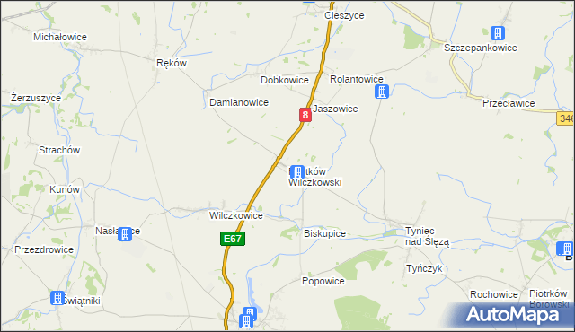 mapa Pustków Wilczkowski, Pustków Wilczkowski na mapie Targeo