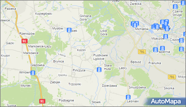 mapa Pustkowie Lgockie, Pustkowie Lgockie na mapie Targeo