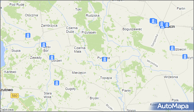 mapa Puszcza gmina Rościszewo, Puszcza gmina Rościszewo na mapie Targeo