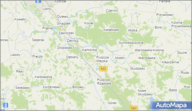 mapa Puszcza Miejska, Puszcza Miejska na mapie Targeo