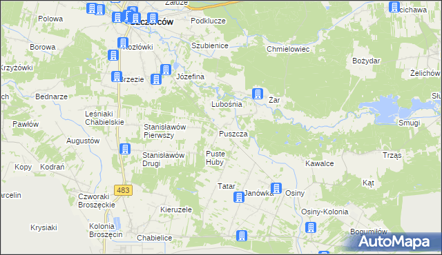 mapa Puszcza Osińska, Puszcza Osińska na mapie Targeo