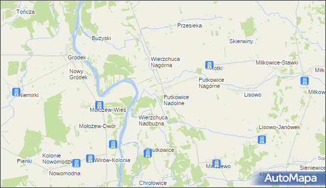 mapa Putkowice Nadolne, Putkowice Nadolne na mapie Targeo