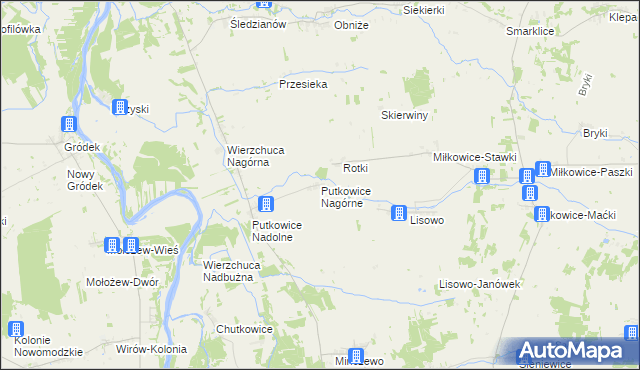 mapa Putkowice Nagórne, Putkowice Nagórne na mapie Targeo