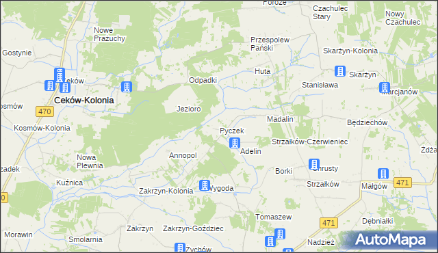 mapa Pyczek, Pyczek na mapie Targeo