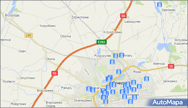 mapa Pyszczynek, Pyszczynek na mapie Targeo