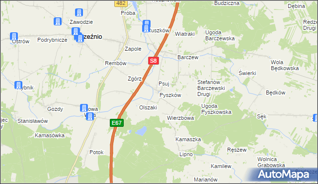 mapa Pyszków, Pyszków na mapie Targeo