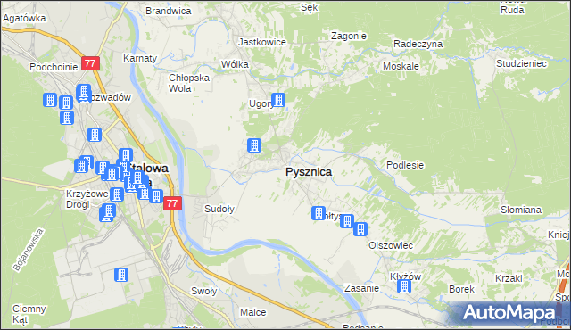 mapa Pysznica, Pysznica na mapie Targeo