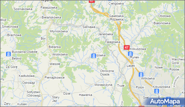 mapa Pyzówka, Pyzówka na mapie Targeo