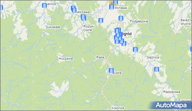 mapa Rabe gmina Baligród, Rabe gmina Baligród na mapie Targeo