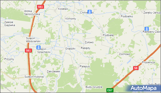 mapa Rabędy gmina Stary Lubotyń, Rabędy gmina Stary Lubotyń na mapie Targeo