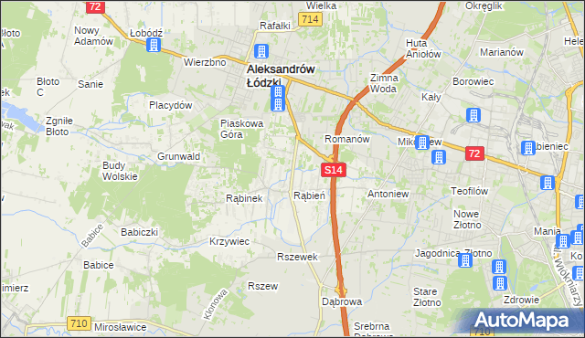 mapa Rąbień AB, Rąbień AB na mapie Targeo