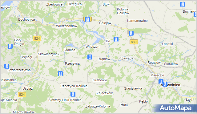 mapa Rąblów, Rąblów na mapie Targeo