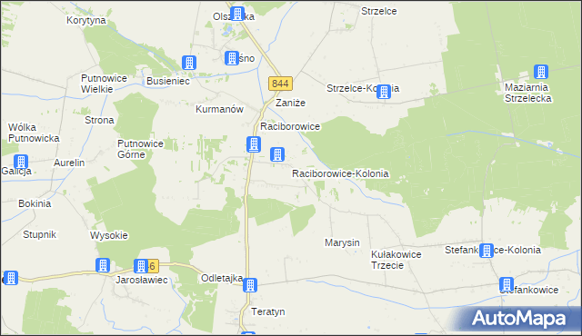 mapa Raciborowice-Kolonia, Raciborowice-Kolonia na mapie Targeo