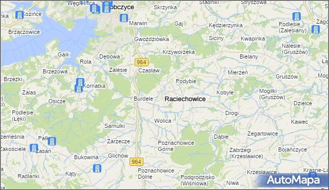 mapa Raciechowice, Raciechowice na mapie Targeo