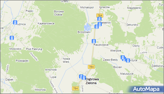 mapa Raczkowice-Kolonia, Raczkowice-Kolonia na mapie Targeo