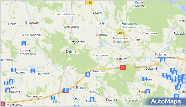 mapa Raczynów, Raczynów na mapie Targeo