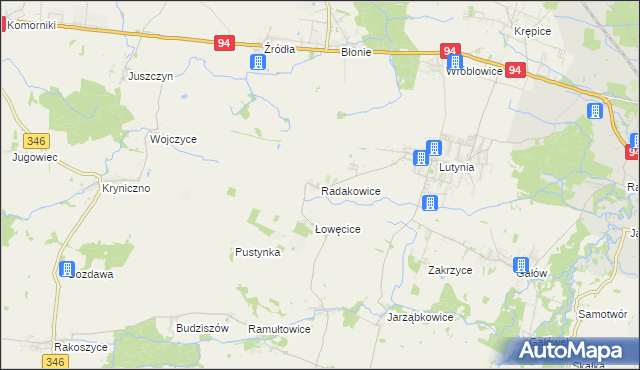 mapa Radakowice, Radakowice na mapie Targeo