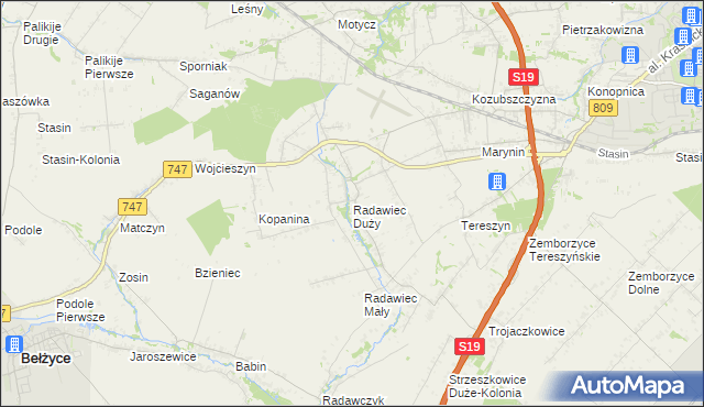 mapa Radawiec Duży, Radawiec Duży na mapie Targeo