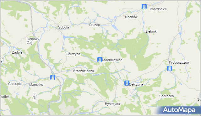 mapa Radomiłowice, Radomiłowice na mapie Targeo