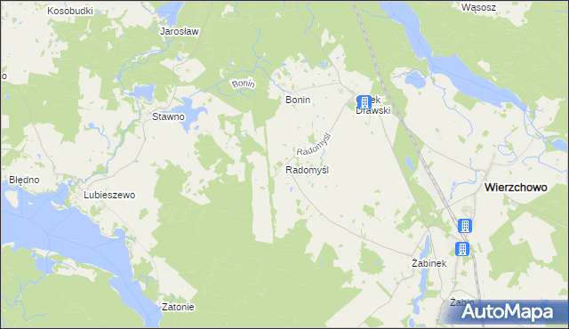 mapa Radomyśl gmina Wierzchowo, Radomyśl gmina Wierzchowo na mapie Targeo