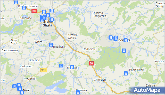 mapa Radoniów, Radoniów na mapie Targeo