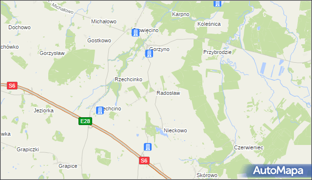 mapa Radosław gmina Potęgowo, Radosław gmina Potęgowo na mapie Targeo