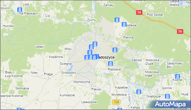 mapa Radoszyce powiat konecki, Radoszyce powiat konecki na mapie Targeo