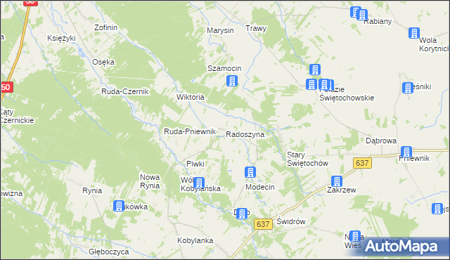 mapa Radoszyna, Radoszyna na mapie Targeo