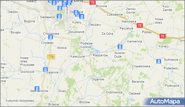 mapa Radzanów gmina Busko-Zdrój, Radzanów gmina Busko-Zdrój na mapie Targeo