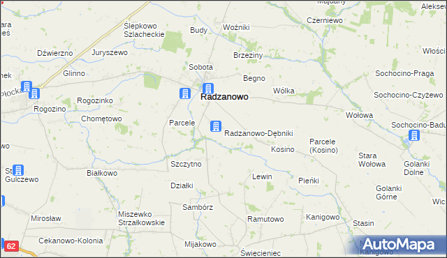 mapa Radzanowo-Dębniki, Radzanowo-Dębniki na mapie Targeo