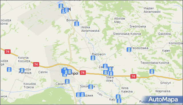 mapa Radzięcin, Radzięcin na mapie Targeo