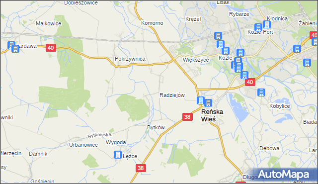 mapa Radziejów gmina Reńska Wieś, Radziejów gmina Reńska Wieś na mapie Targeo