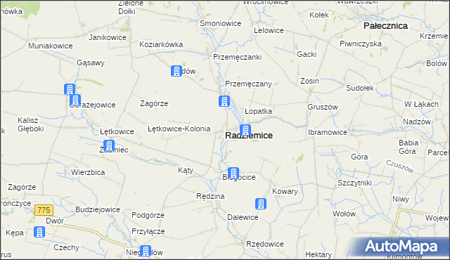 mapa Radziemice, Radziemice na mapie Targeo