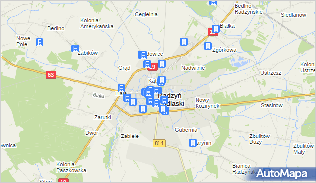 mapa Radzyń Podlaski, Radzyń Podlaski na mapie Targeo