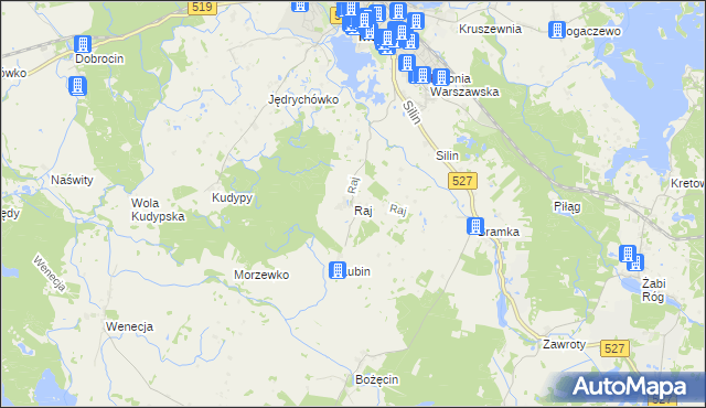 mapa Raj gmina Morąg, Raj gmina Morąg na mapie Targeo
