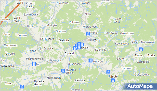 mapa Rajcza, Rajcza na mapie Targeo