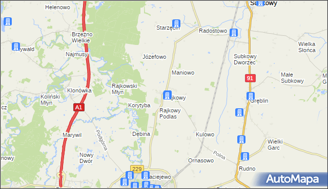 mapa Rajkowy, Rajkowy na mapie Targeo