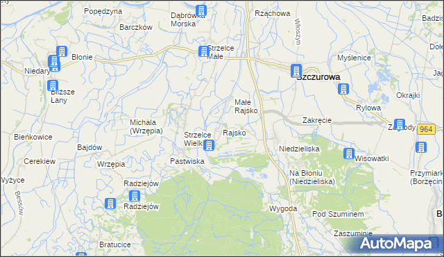 mapa Rajsko gmina Szczurowa, Rajsko gmina Szczurowa na mapie Targeo