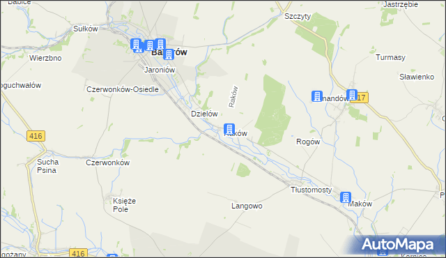 mapa Raków gmina Baborów, Raków gmina Baborów na mapie Targeo