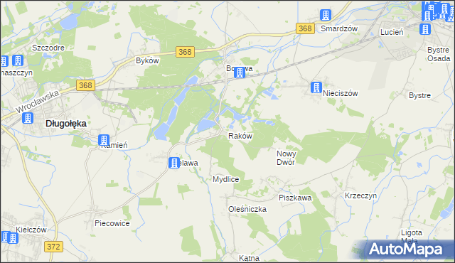 mapa Raków gmina Długołęka, Raków gmina Długołęka na mapie Targeo