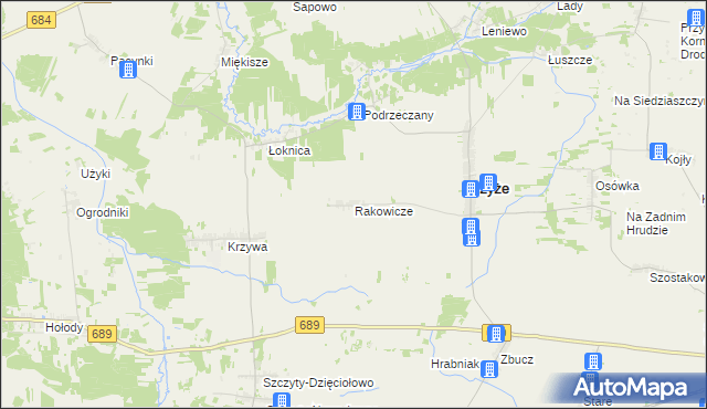 mapa Rakowicze gmina Czyże, Rakowicze gmina Czyże na mapie Targeo