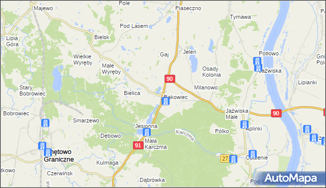 mapa Rakowiec gmina Gniew, Rakowiec gmina Gniew na mapie Targeo