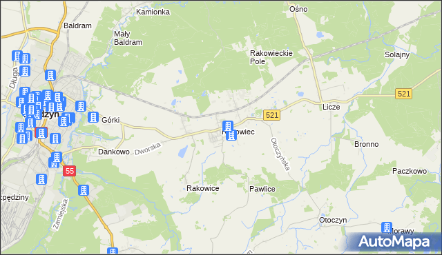 mapa Rakowiec gmina Kwidzyn, Rakowiec gmina Kwidzyn na mapie Targeo