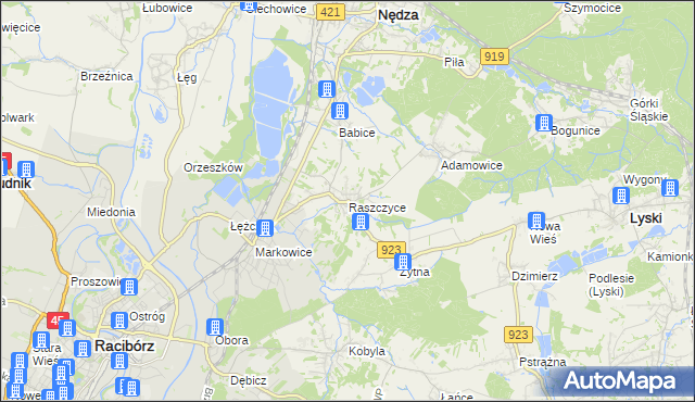 mapa Raszczyce, Raszczyce na mapie Targeo